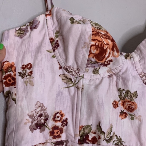 Brock x H&M Spaghetti Strap corset upper pink floral mini dress medium - Picture 4 of 15